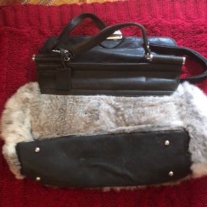 Bags - Showstopper: rabbit fur & leather satchel silver Bags - Showstopper: rabbit fur & leather satchel silver